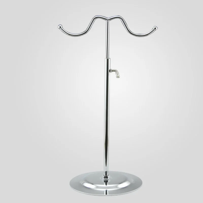 Free Shipping Double Hook Adjustable Metal Handbag Stand Display Silver