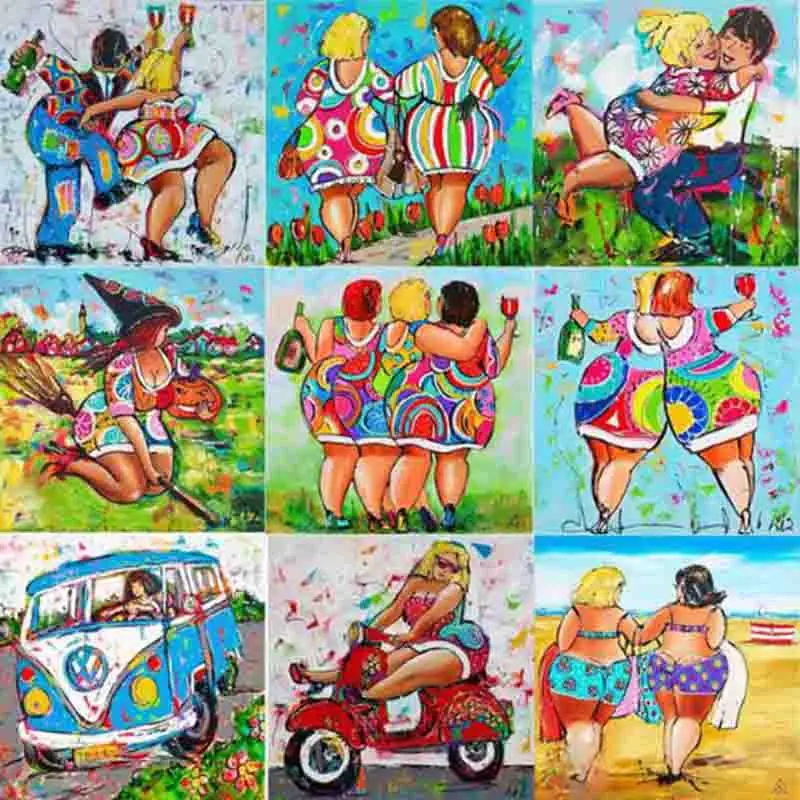 Funny Fat Lady 5D Diy Diamond Painting Square Rhinestone Cross Stitch