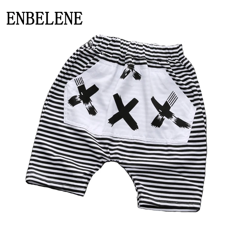 2017 summer infant baby harem shorts for boys white black striped