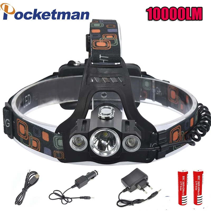 

Headlamps Linternas Led Recargable 8000 Lumenes LED Headlamp 3 LEDs Rotating Lampe Frontale T6+2XPE Camping Hunting Magnet