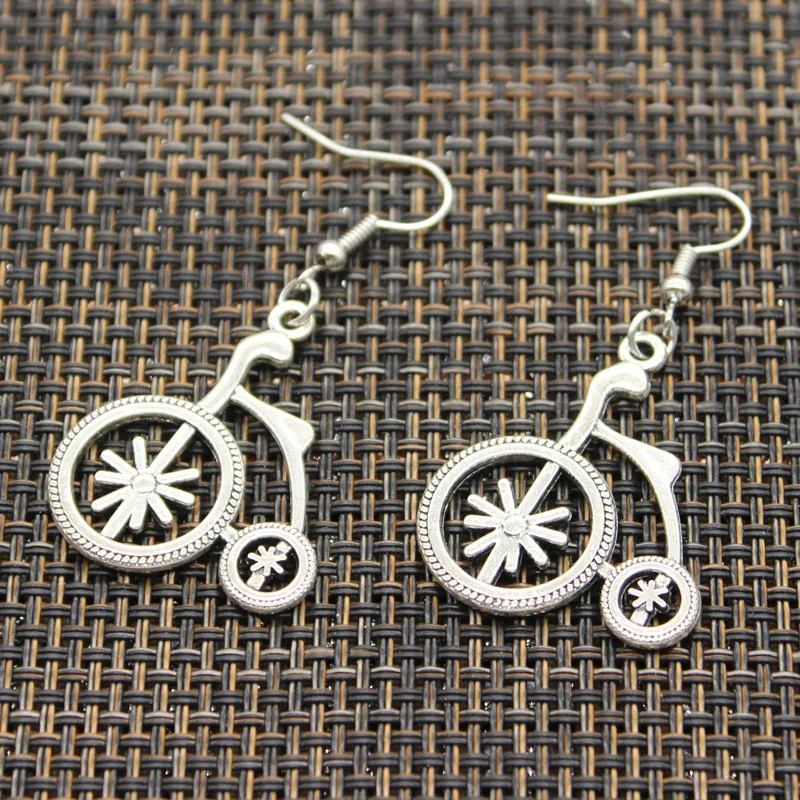 

New Fashion Handmade bike bicycle school bus car Pendants Silver Earrings For Womens Style