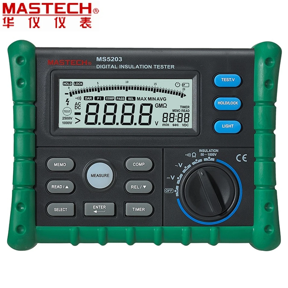 

MASTECH MS5203 High Precision Megger Digital Insulation Resistance Meter Tester Multimeter 10G 1000V Medidor De Aterramento