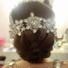 Сплав высококлассные Стразы тиара невесты головной убор Свадебные аксессуары для волос, корона для невест