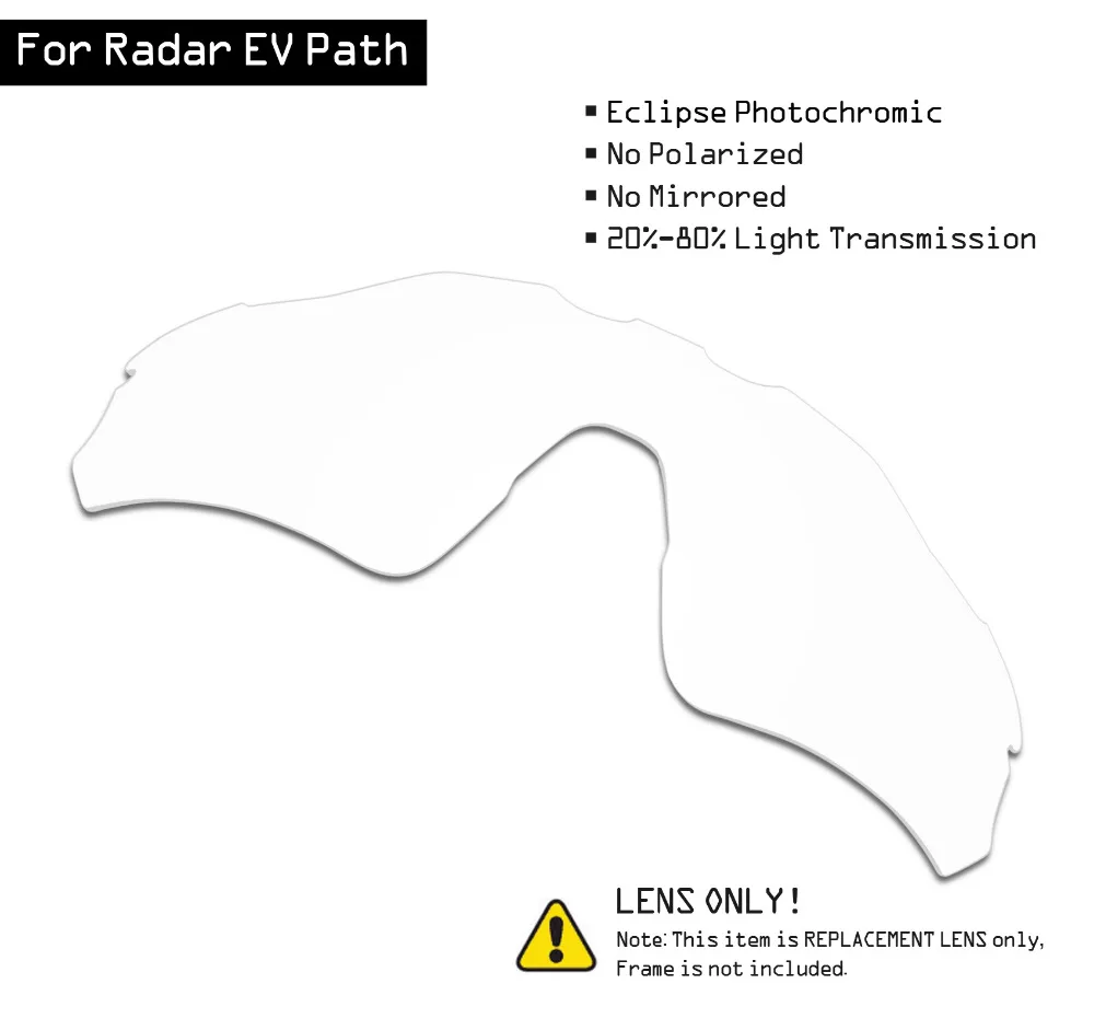 

SmartVLT Polarized Sunglasses Replacement Lenses for Oakley Radar EV Path - Eclipse Grey Photochromic