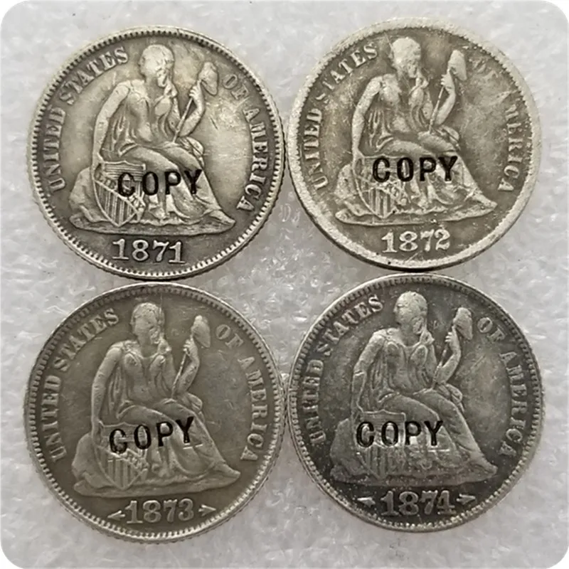 США(1871,1872, 1873,1874)-CC десятицентовая монета с изображением сидящей свободы копии монет