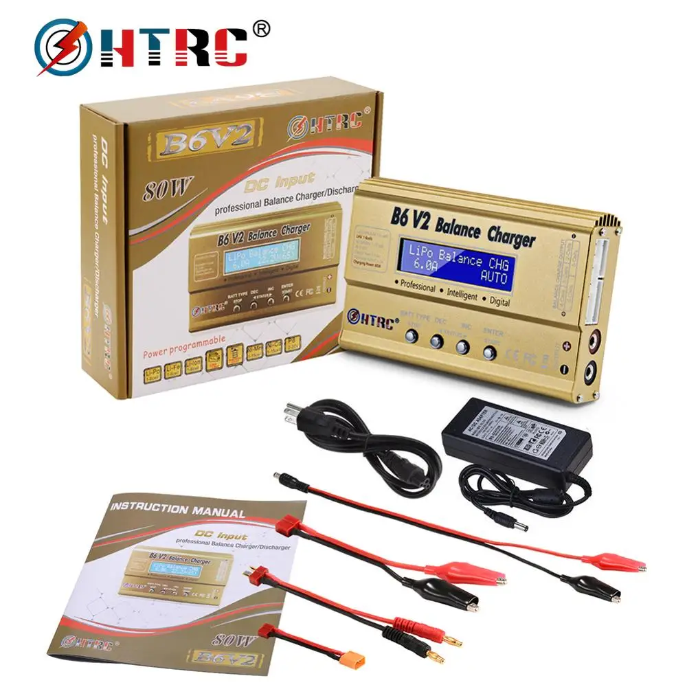 HTRC зарядное устройство imax b6v2 80 Вт LiPo Батарея Зарядное светодиодный баланс Dis 6A для