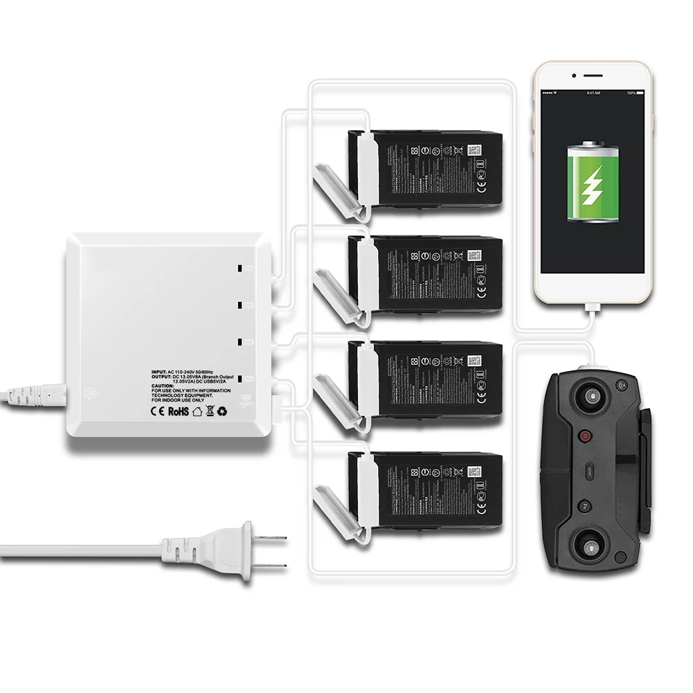 

2019 Hot Multi Battery Charger Charging Hub Intelligent 6 in 1 Durable Dual USB For DJI Air Drone For DOY