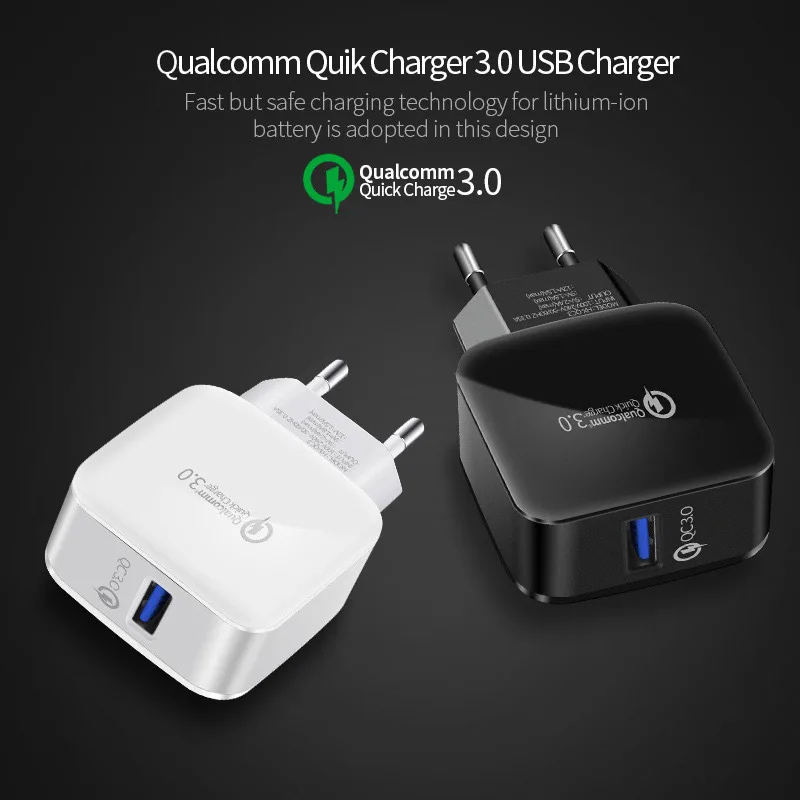 QC 3.0 سريع تهمة USB شاحن آيفون X XS 6 8 سامسونج هواوي Xiaomi باد اللوحي شاحن سفر محمول USB محول الطاقة