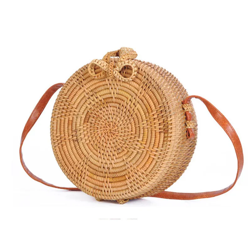

Rattan Crossbody Bags For Women 2018 Handmade Round Bow Buckle Bags Bohemian Beach Style Floral Straw Single Strap Handbags 02