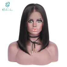 Brazilian Remy Hair Lace Front Human Hair Wigs For Women Natural Black Color Short Bob Wigs Pre Plucked 150% Density Dellas Love
