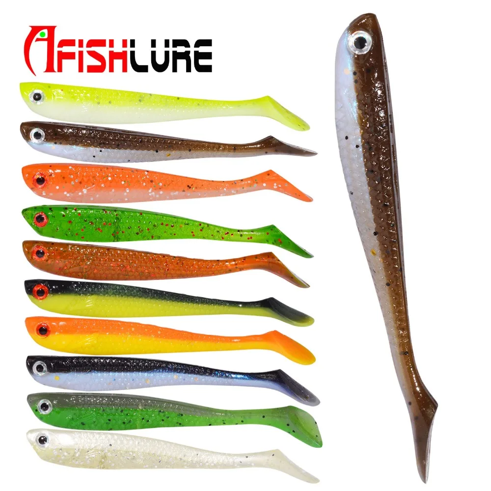 

New 10 Colors 10 pcs/set T T Shad 75 mm Plastic Fishing Bait T Shape Grub Shad Artificial Swimbait Bass Fishing