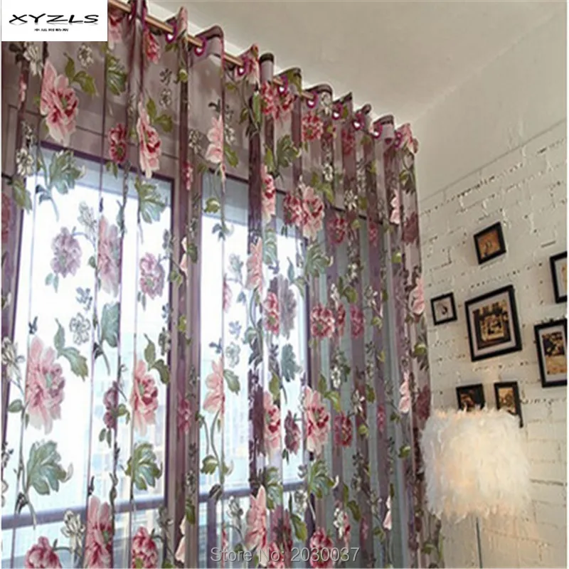 

XYZLS Luxury and Noble Sheer Curtains Purple Tulle for Windows for Hall Kitchen Living Room Bedroom Treatments Panel Draperies