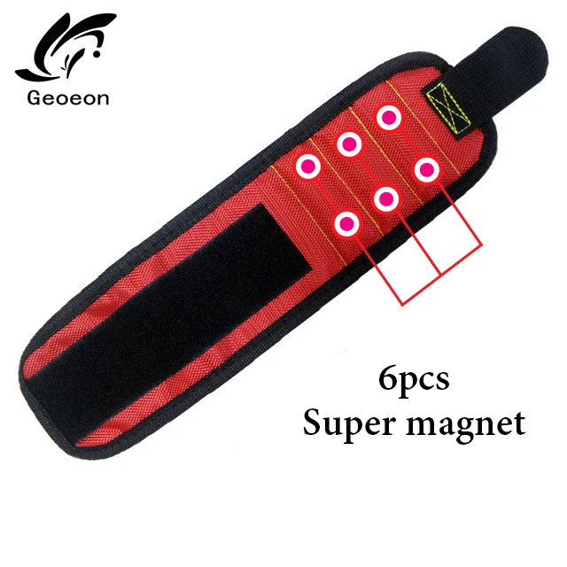 Опора для запястья, крепкий магнитный браслет, карманная опора для запястья, сумка для инструментов, ручной браслет, винты, держатель для дрели, А28 - Цвет: red