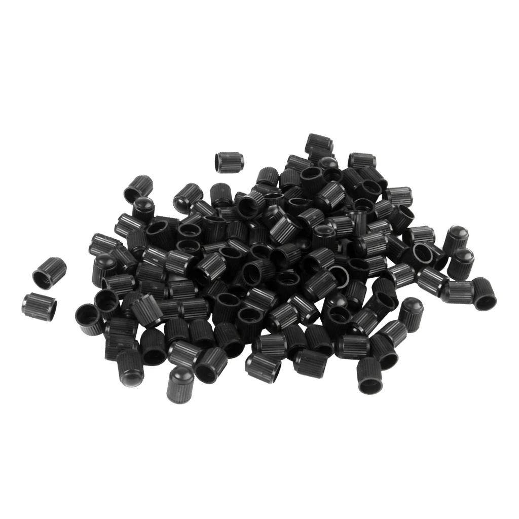 200pcs Universal Black Plastic Motorcyle Bike Car Tyre Tire Valve Dust Cap Cover