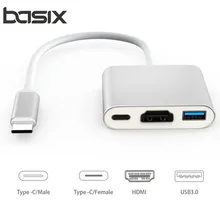 BASIX Usb Type-C Hub Adapter 3-in-1 USB C hub to HDMI USB3.0 Type-C Female Adapter with Charging Converter for New MacBook BASIX Usb Type-C Hub Adapter 3-in-1 USB C hub to HDMI USB3.0 Type-C Female Adapter with Charging Converter for New MacBook