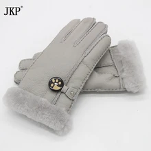 Зимние кожаные перчатки для русской леди, теплые перчатки из овечьей кожи с подкладкой из натуральной шерсти, разные цвета