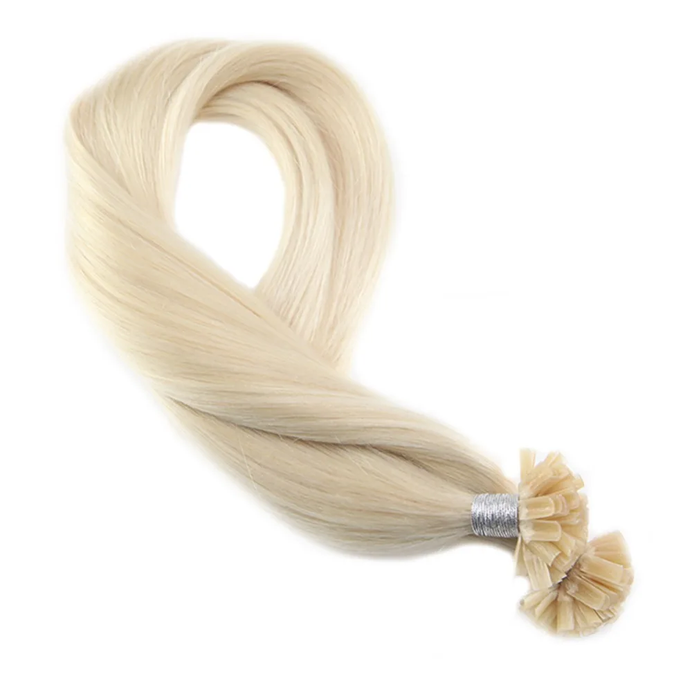 

Moresoo U Tip Machine Remy Brazilian Human Hair Fusion Pre-bonded Hair Extensions Color #60 Blonde Hair Extensions 1G/1S 50G