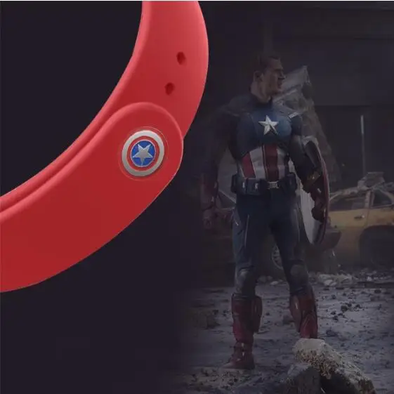 Марвел из Мстителей для Xiaomi mi группа 4 3 ремешок для спортивных часов Силиконовый браслет для Xiaomi mi Band 3 Аксессуары mi Band 3 браслет - Цвет ремешка: red No.2
