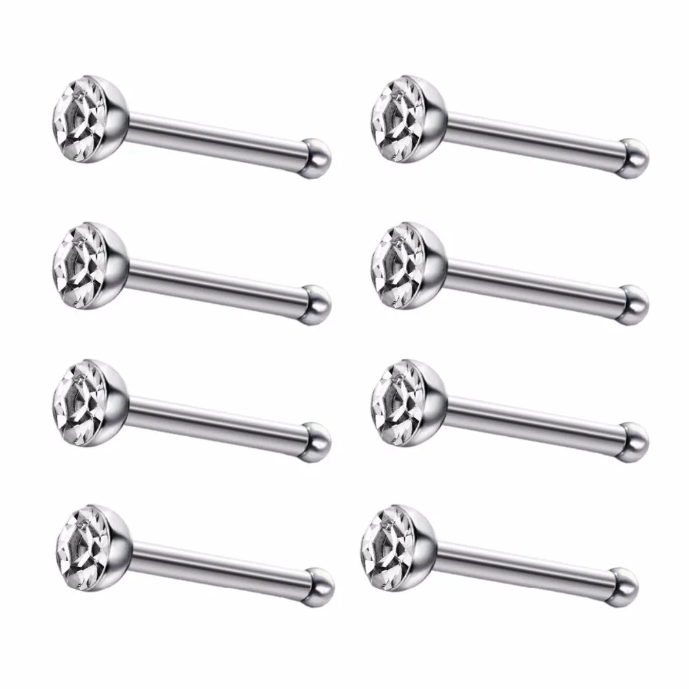 2.0mm 40pcs Nose Studs Pin Box Set Hypoallergenic Stainless Steel