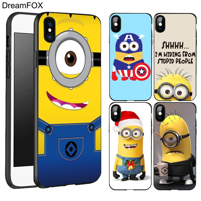 Beste DREAMFOX L417 Leuke Minions Black Soft TPU Silicone Case Cover Voor Apple iPhone XR XS Max X 8 7 6 6 s Plus 5 5 s 5g SE