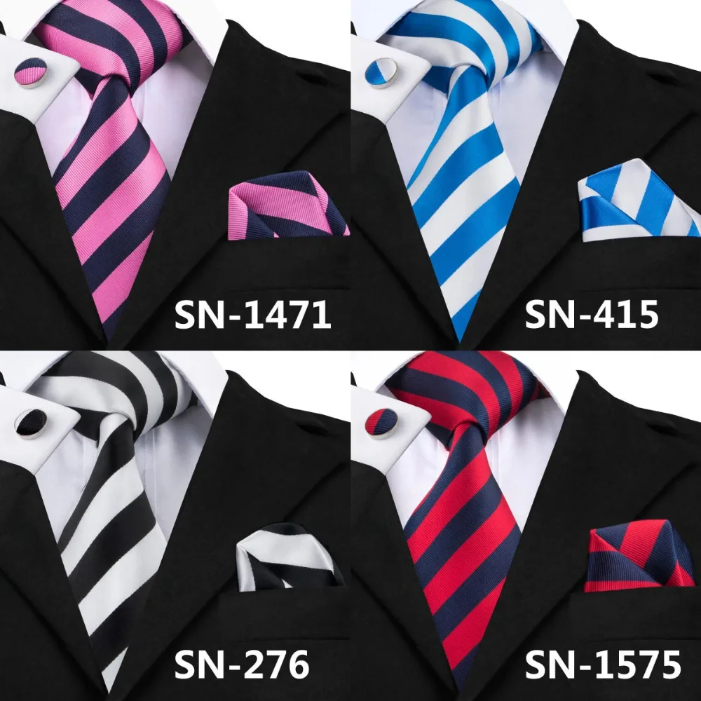Hi-Tie, новинка,, белый, красный полосатый галстук+ носовой платок+ запонки, набор, мужские шелковые галстуки для официальных мероприятий, свадебная деловая вечеринка, SN-242