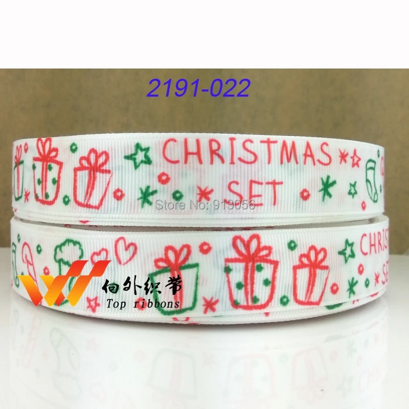 Free shipping 50 yards 7/8&quot(22MM) Christmas ribbons Printed grosgrain ribbon2191-022 | Дом и сад