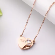 AENINE титана стали кубического циркония сердце ожерелье-чокер с медальоном обручальное кольцо из розового золота ожерелье s для женщин Рождественский подарок RN02076