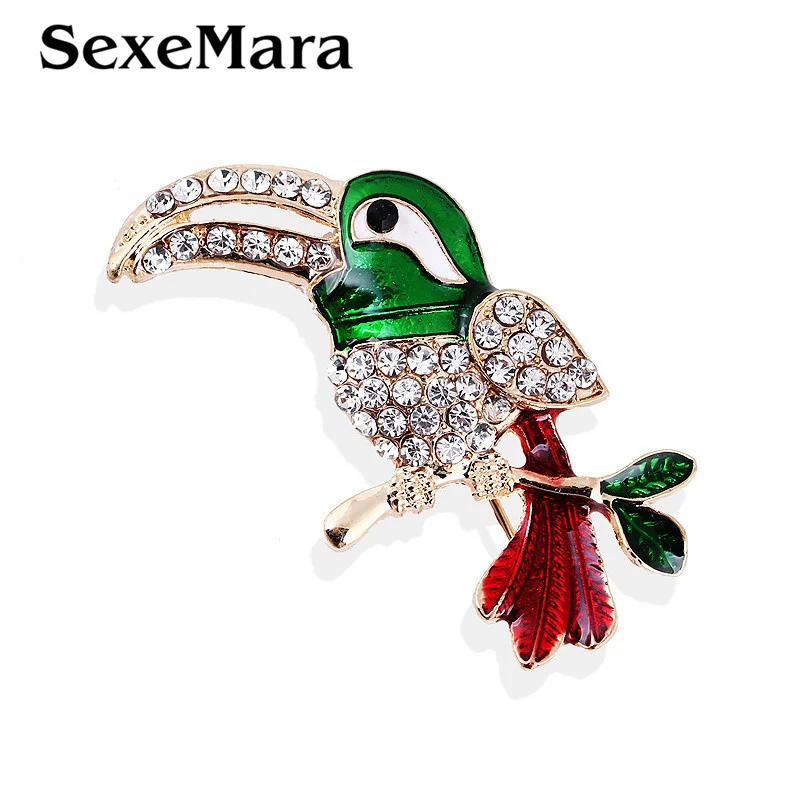 SexeMara Rhinestone Enamel Woodpecker Brooches Women's Alloy Bird Branch Brooch Pins Suits Dress Banquet Jewelry | Украшения и