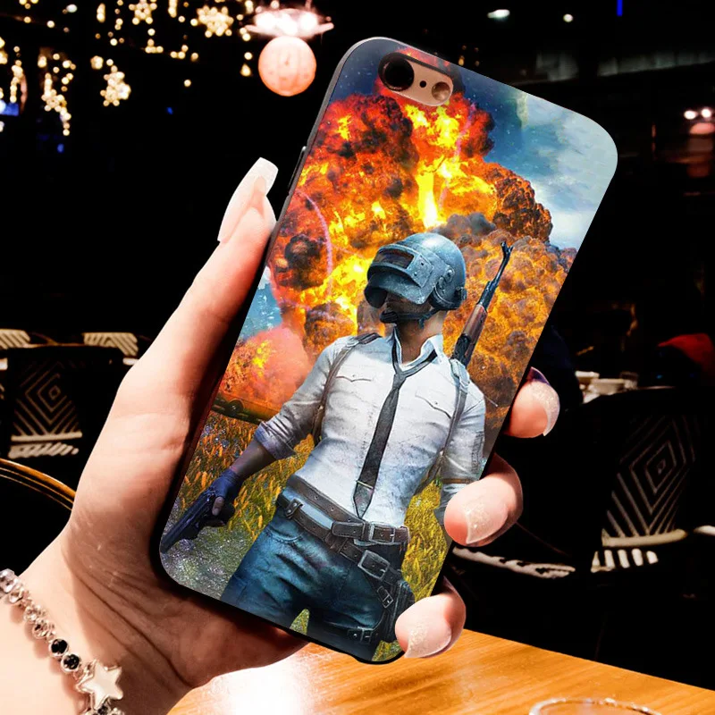 MaiYaCa pubg de lujo de calidad de silicona negra suave tpu funda de teléfono para iPhone 8 7 6 S Plus XS XR XS MAX 10 5 5S caso Coque funda