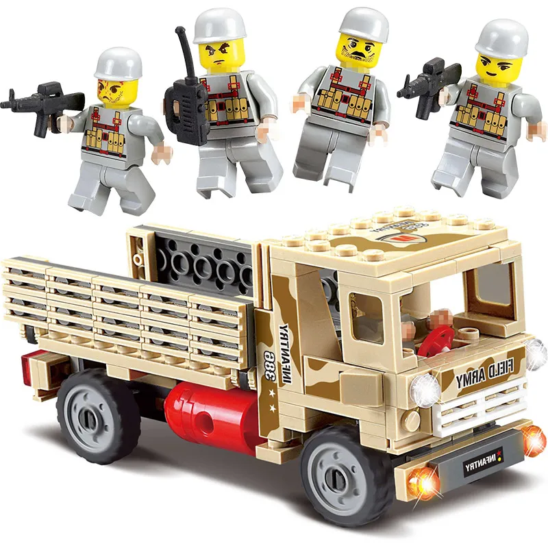 

Military Model Field Army 386 Infantry Regiment Compatible LegoINGLYS Truck Weapon Figures Building Blocks Educational Kids Toy