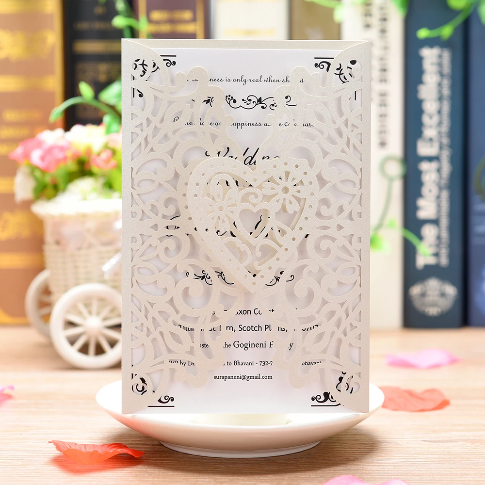  5 Sets Laser Cut Wedding Invitations Kits with Blank Printable Cards and EnvelopeNew year 2019 deli - 33037471016