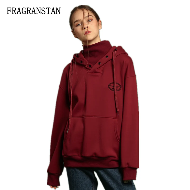 Female Spring Autumn Fake Two Piece Turtleneck Sweatshirts