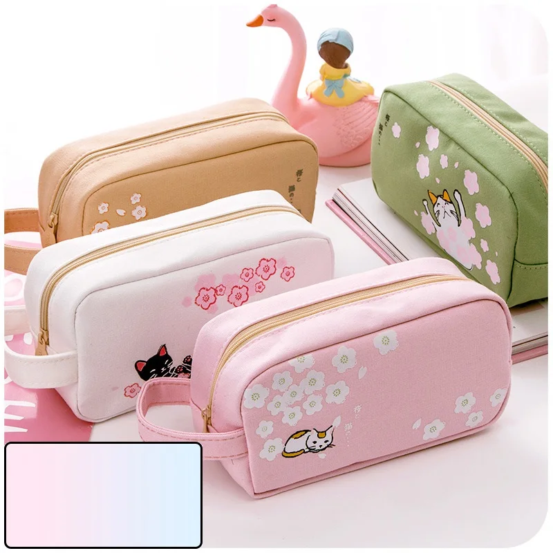 Sakura Cat Pencil Case Kawaii Candy Color Pencil Bag for School Girl Roll Bag Pencil Holder Pen Case Flowers Pen Organizer Pouch Sakura Cat Pencil Case Kawaii Candy Color Pencil Bag for School Girl Roll Bag Pencil Holder Pen Case Flowers Pen Organizer Pouch