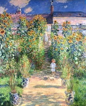 scenery  framesless canvas painting masterpiece reproduction Monet's garden at Vetheuil c.1880 by Claude Monet abstract painting art frameless mural paintings living room decoration masterpiece reproduction claude monet the manneporte 1883