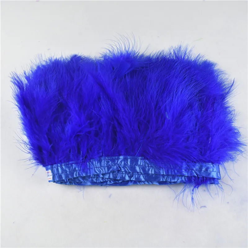Royal Blue 2 ярдов/партия темно-синий Марабу/индейка перо лента отделка 15-18 см diy Декор Перья для ремесла ткань отделочная лента для одежды Свадебные плащи - Цвет: Royal Blue