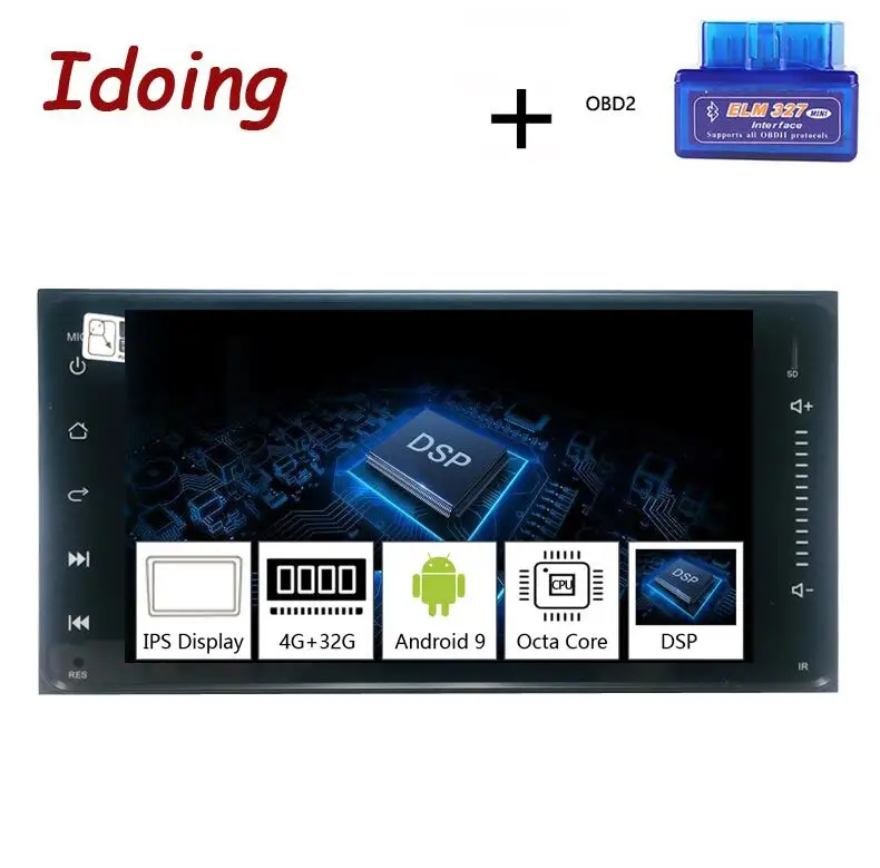 Idoing " 1 Din Android 9,0 автомобильный Радио gps мультимедийный плеер для Toyota универсальный ips экран 4G Ram 64G Rom Восьмиядерный навигатор - Цвет: Standard with OBD