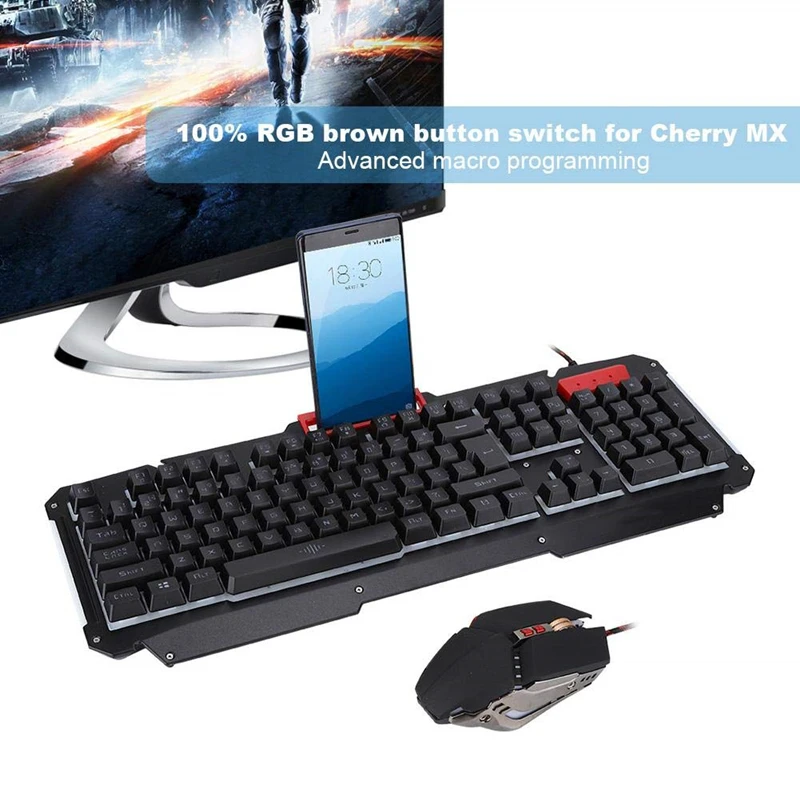 Механическая клавиатура RGB с подсветкой USB Проводная игровая имитация