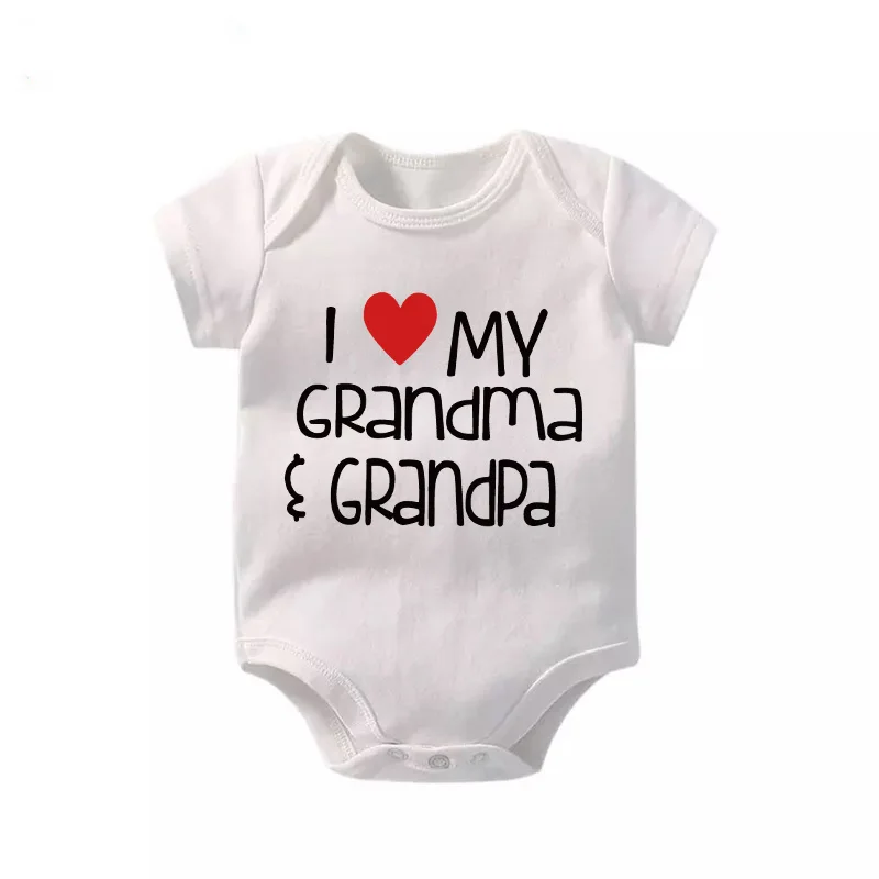 Culbutomind/летние белые комбинезоны с короткими рукавами и надписью «I Love My Grandma», «Дедушка» Для малышей года, милая одежда для маленьких мальчиков