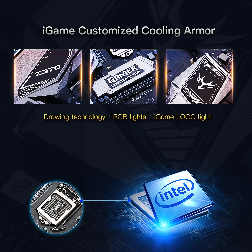 Цветная материнская плата iGame Vulcan X Intel Z370 LGA 1151 DDR4 SATA 6 ГБ/сек. материнская плата по стандарту ATX материнская плата 2 M.2 фронтальная USB3.0 2-Way SLI Pro Gaming