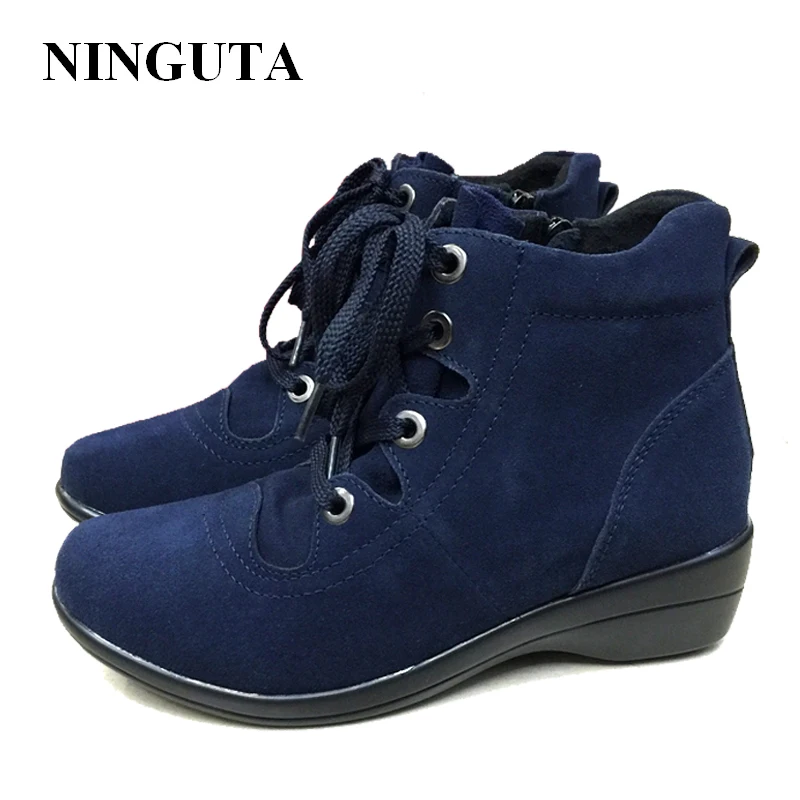 

NINGUTA wedges ankle boots women fashion women autumn suede boots shoes woman