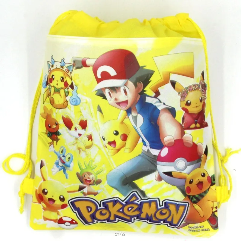 20 шт 34*27 см Pokemon Go нетканые сумки тканевый рюкзак на шнурке, школьные подарочные сумки