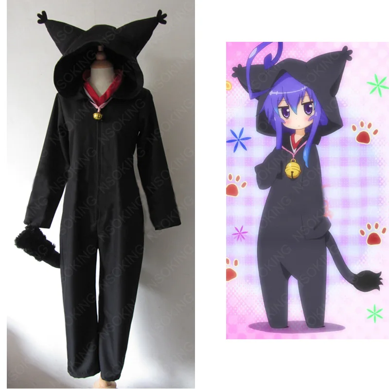 Аниме Acchi KEYES черный Комбинезоны для котов Miniwa Tsumiki Косплей Костюм любого