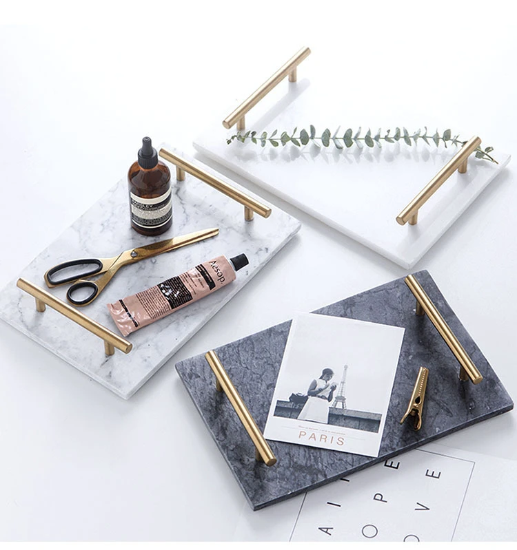 Marble Serving Tray Dishes Plates With Gold Handle Bread Cheese Plate Board Natural Marble Plate Storage Trays Aliexpress