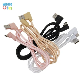 

500pcs USB Type C Cable 90 Degree Elbow Nylon Braided 1M/2M/3M Fast Charging Data Cable for Samsung S8 S9 Oneplus Huawei USB C