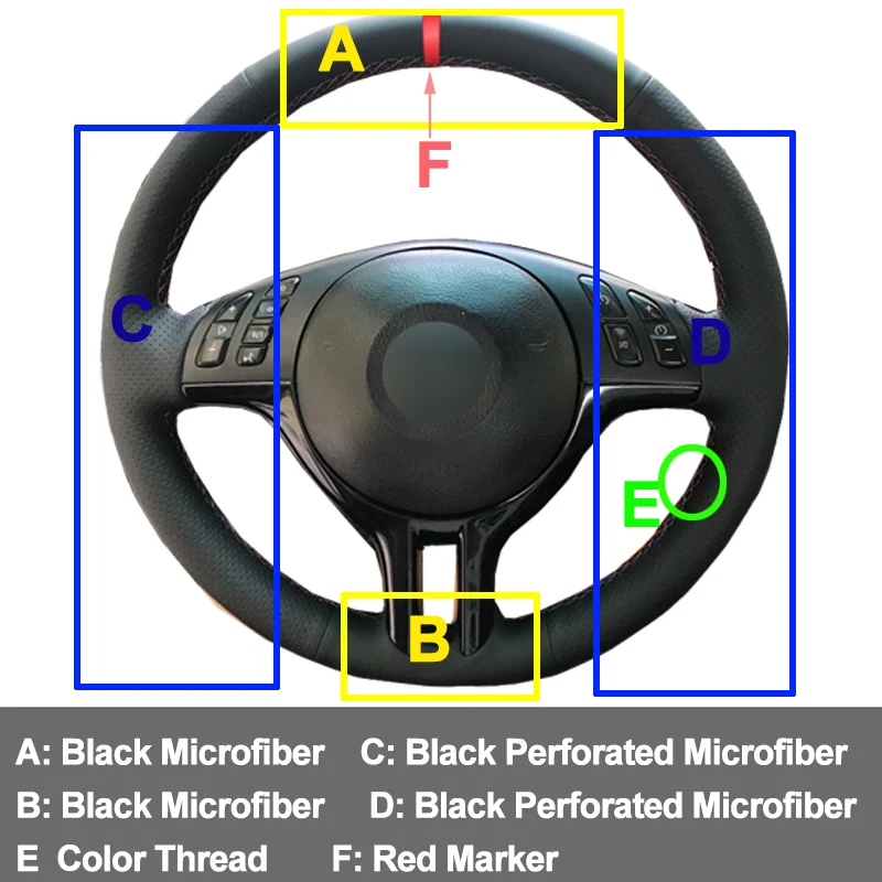 HuiER ручной пошив чехол рулевого колеса автомобиля для BMW E39 E46 325i E53 X5 Оплетка на руль Нескользящие автомобильные аксессуары