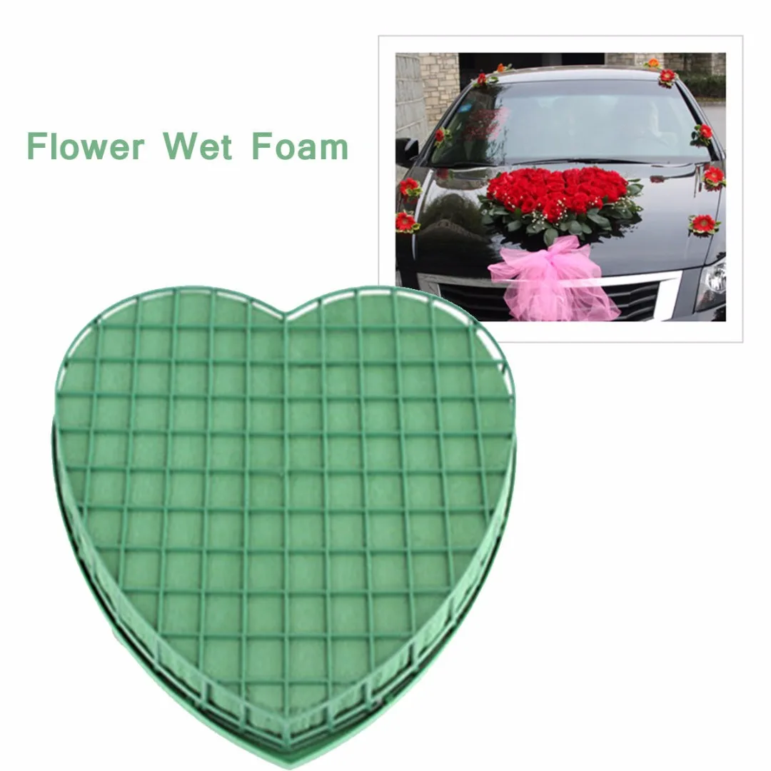 1pcs 20cm New Heart Shape Flower DIY Wet Foam Fresh Floral Wedding Car Flower Display