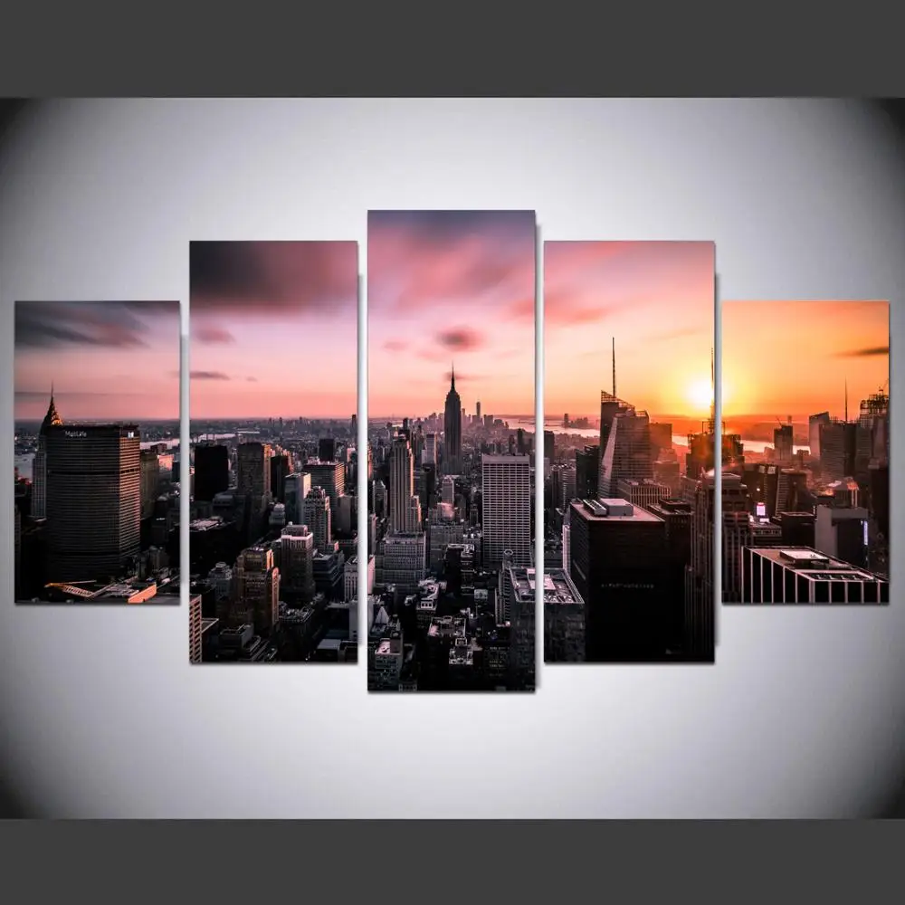 HD canvas printed 5 piece wall art A breathtaking new york city view