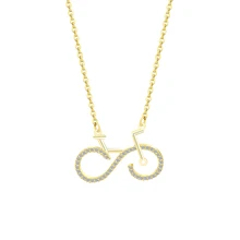 

2018 Statement Micro Paved CZ Crystal Bicycle Bike Shape Pendant Necklace For Women Men's Accessories Collar Rock Hiphop Jewelry