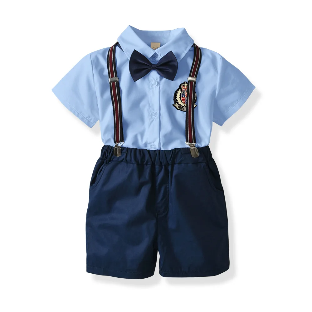 White Kids Clothing Boys Suspender Shorts Toddler Boys Clothing Short