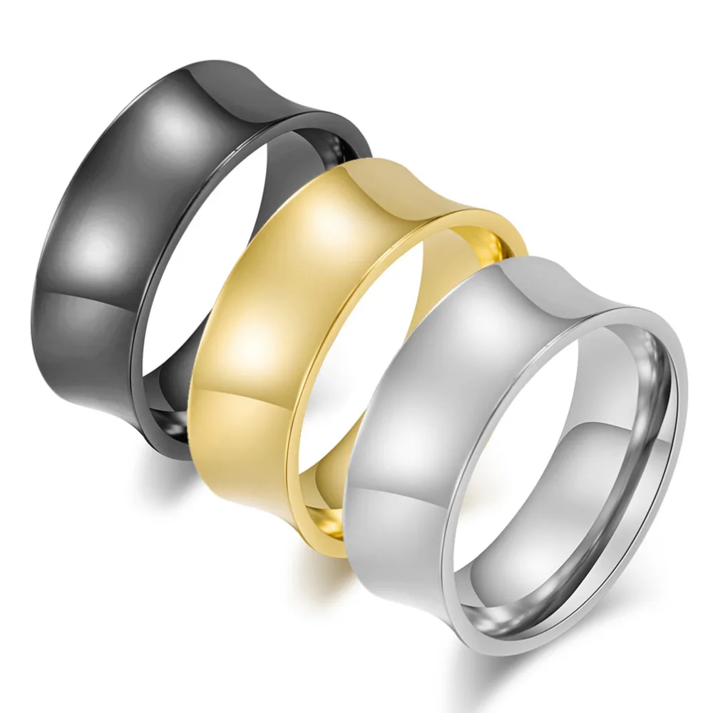 

Simple Fashion Men's Glossy Personalized Ring Black Silver Gold Tone Stainless Steel Jewelry for Men Smooth Thumb Ring Male Gift